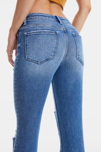 KESLEY Full Size High Waist Distressed Cat's Whiskers Straight Jeans
