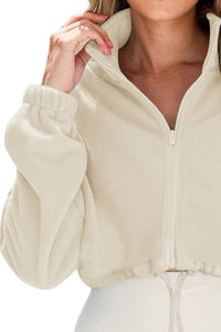 Women's Cropped Drawstring Zip Up Jacket Light Coats and  Outerwear