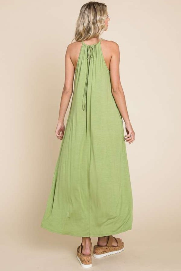 Culture Code Pleated Front Neck Maxi Dress