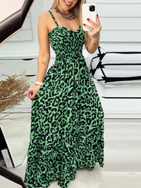 Leopard Sweetheart Neck Cami Dress New women's fashion casual leopard print maxi dress