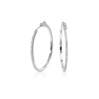 Thin diamond CZ large hoop earrings hinge back sterling silver water resistant hypoallergenic large hoop earrings, gifts sterling silver hoop earrings shopping in Miami, Shopping in brickell, popular jewelry store, popular jewelry 