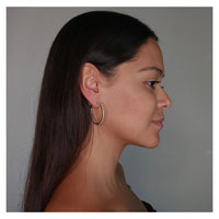 Skinny Hoop Earrings, Diamond CZ .925 Sterling Silver Secure Clasp Thin Everyday Hoop Earrings