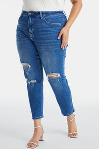 KESLEY Ripped Jeans Women's Distressed High Waist Mom Jeans Petite and Plus Denim Pants