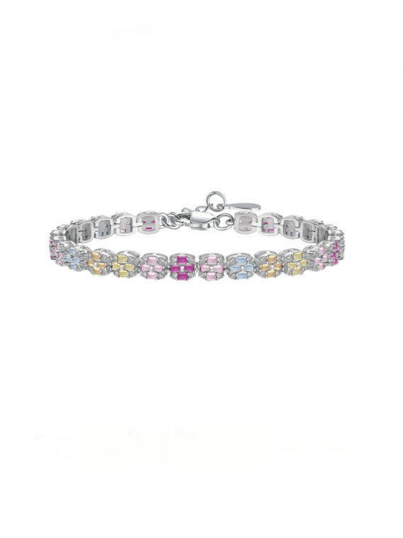 Pink Glamorous Bracelet 925 Sterling Silver Colorful Pink Diamond Zircon Luxury Bracelets