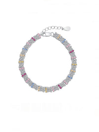 Pink Glamorous Bracelet 925 Sterling Silver Colorful Pink Diamond Zircon Luxury Bracelets
