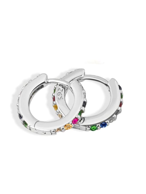 Colorful Small Hoop Earrings, Diamond CZ Cubic Zirconia .925 Sterling Silver Hypoallergenic Huggie Hoop Earrings