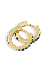 Colorful Small Hoop Earrings, Diamond CZ Cubic Zirconia .925 Sterling Silver Hypoallergenic Huggie Hoop Earrings