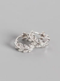Leaf Goddess Diamond CZ .925 Sterling Silver Small Huggie Hoop Earrings