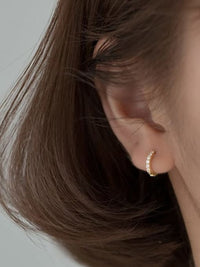 Double Side Diamond CZ Daily .925 Sterling Silver Huggie Hoop Earrings