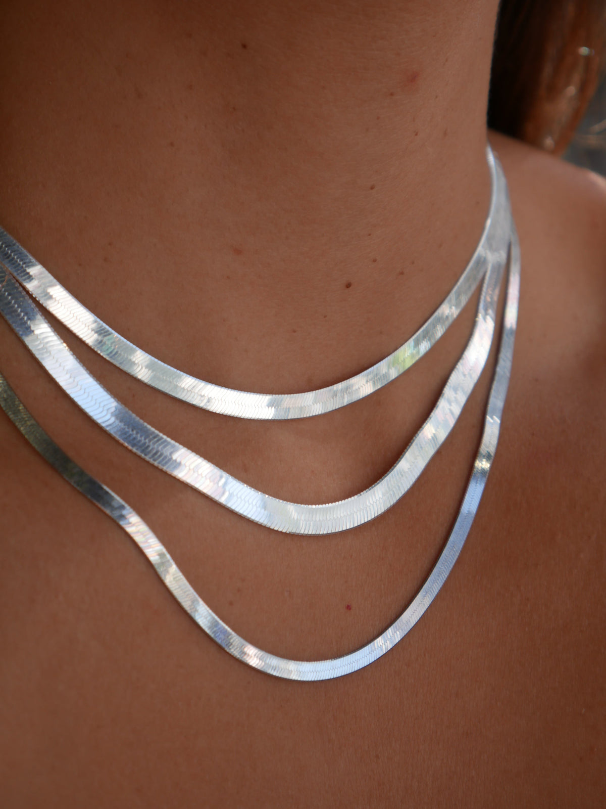 Herringbone Necklaces 925 Sterling Silver Waterproof Hypoallergenic Unisex Luxury Flat Vintage Streetwear Style Necklace