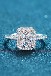 Emerald Engagement Ring 1 Carat Rectangle Moissanite Diamond Simulated Ring