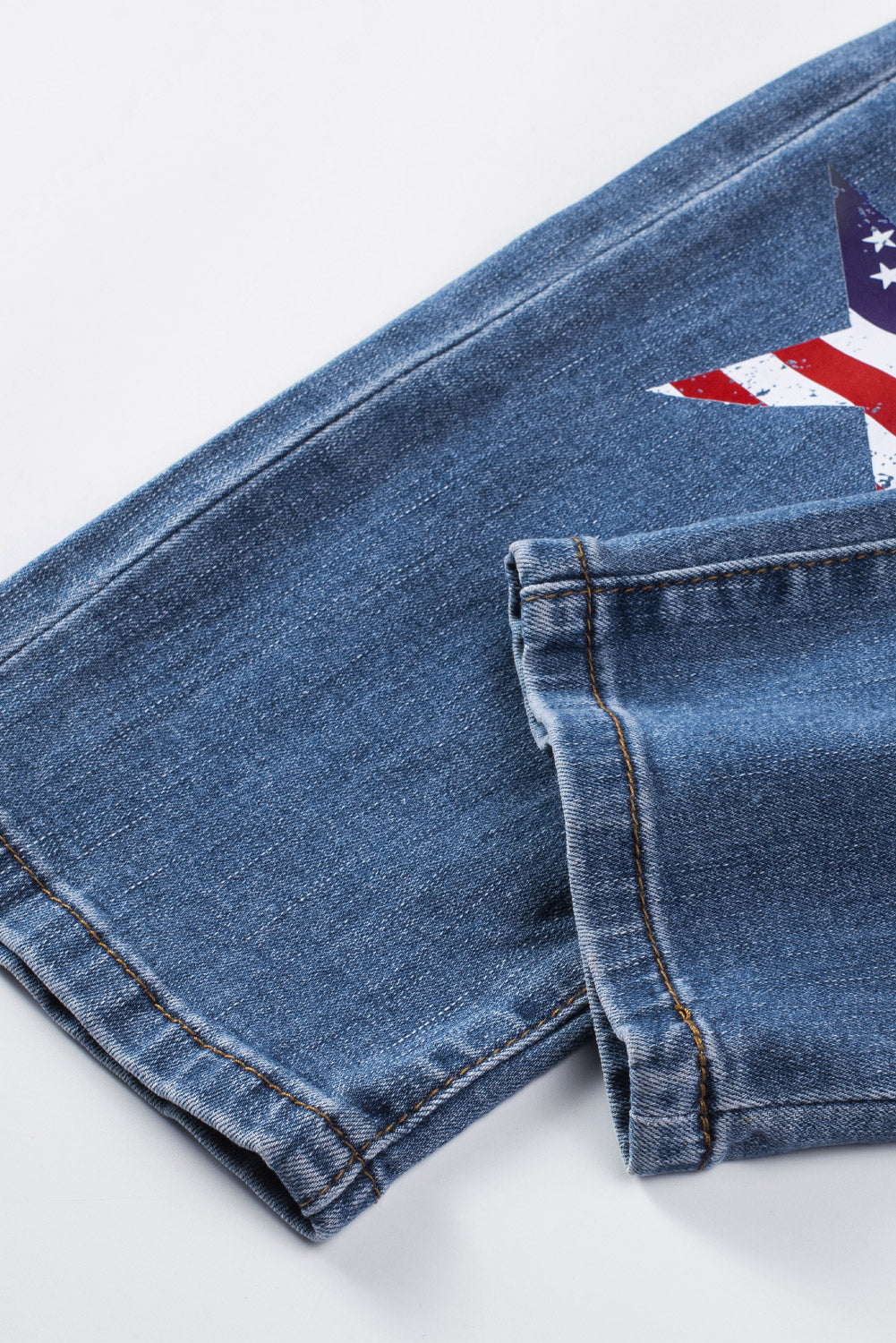 Patriotic Jeans with Pockets Distressed Straight Leg Ripped Jeans with American Flag
