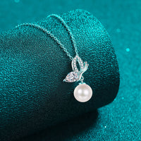 Natural Pearl Pendant Moissanite 925 Sterling Silver Necklace