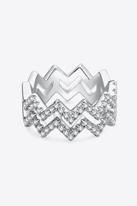 KESLEY Stack Ring 925 Sterling Silver Moissanite Zigzag Design Women's Jewelry