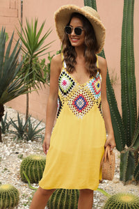 Geometric V-Neck Spaghetti Strap Cover Up Dress