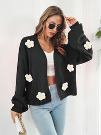 Floral Open Front Long Sleeve Cardigan New Women's Fashion Sweater