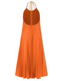 Pleated Halter Neck Sleeveless Maxi Dress New Women's Fashion Backless Cocktail Dress