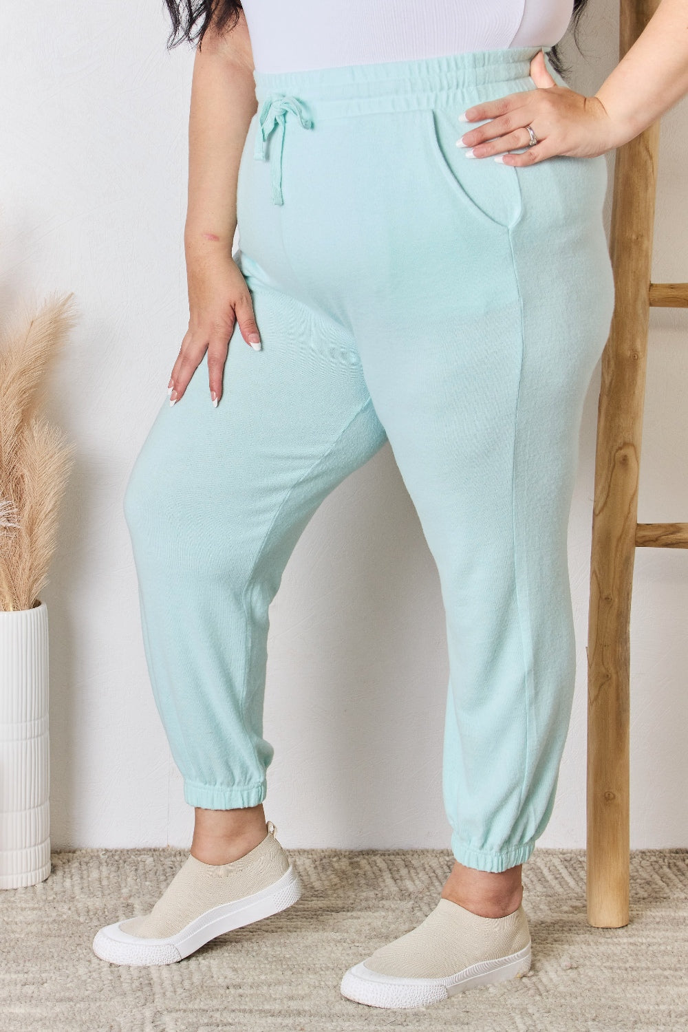 Drawstring Ultra Soft Knit Jogger Sweatpants for Women Plus Size and Petiete