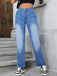 Straight Leg Jeans with Pockets