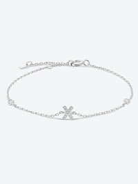 Initial Letter Bracelet, V To Z Zircon 925 Sterling Silver Bracelet