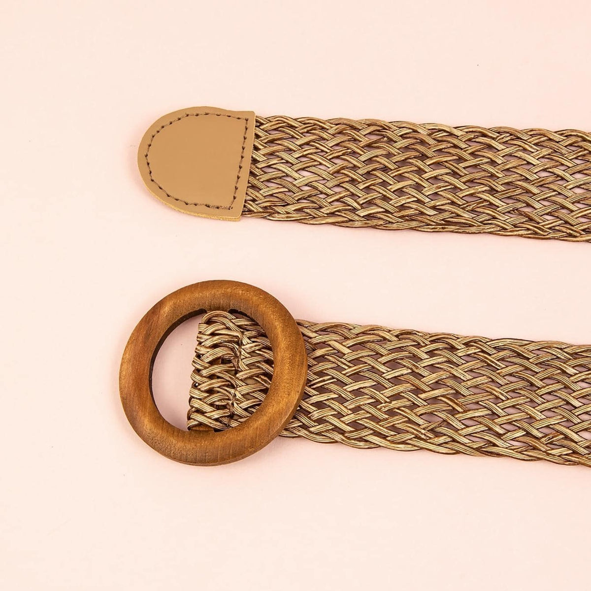 Round Buckle Woven Belt