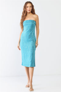 Le Lis Geometric Print Strapless Side Slit Dress