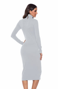 Ribbed Turtleneck Long Sleeve Casual Shirt Dress New Women's Fashion Tight Slim Fit Dress