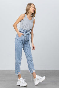 HI WAISTED PAPER BAG SLOUCH JEANS