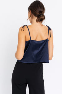 Shoulder Strap Cami Top New Women's Fashion Silky Satin Spaghetti Sleeve Shirt KESLEY