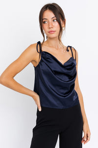 Shoulder Strap Cami Top New Women's Fashion Silky Satin Spaghetti Sleeve Shirt KESLEY