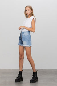 Two Tone Denim Shorts 100% Cotton Premium Luxury Jean Shorts
