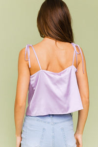 Shoulder Strap Cami Top New Women's Fashion Silky Satin Spaghetti Sleeve Shirt KESLEY