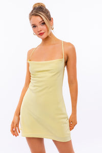 Cowl Neck Back Tie-Up Backless Mini Dress