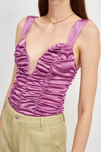 SLEEVELESS RUCHED BODY SUIT