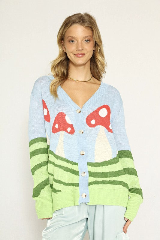 Mushroom Sweater with Buttons Women's Fashion Sweaters
