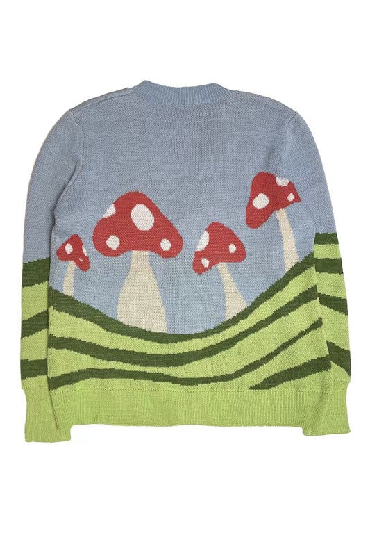 Mushroom Sweater with Buttons Women's Fashion Sweaters
