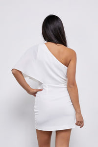 Flourenecent One Shoulder Sleeve Wrap Mini Dress Casual Dresses KESLEY
