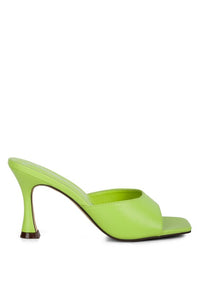 Zeebra Print Heels Green Slip On Kitten Heels Women’s Open Toe Shoes