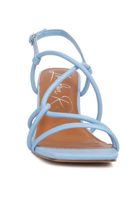 Baby Blue Knotted Strappy Square Heeled Sandals