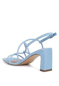 Baby Blue Knotted Strappy Square Heeled Sandals