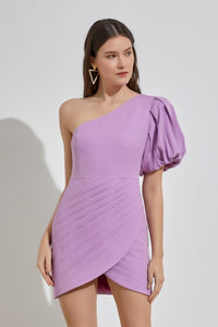One Shoulder Ruffle Puff Sleeve Mini Dress New Women's Fashion Elegant Balloon Sleeve Short dress KESLEY