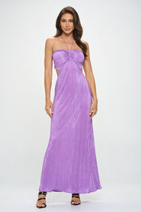 Lilac Halter Neck Backless Maxi Dress New Women's Fashion Summer Dress in Purple KESLEY Made in the USA