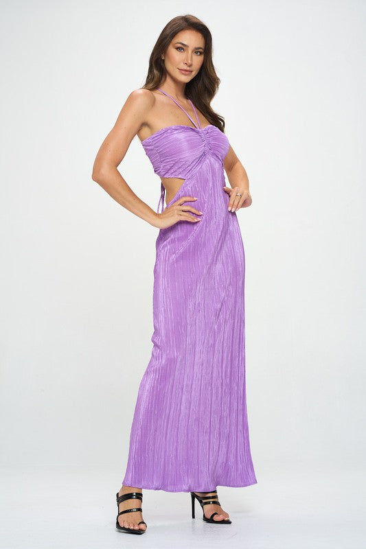 Lilac Halter Neck Backless Maxi Dress New Women's Fashion Summer Dress in Purple KESLEY Made in the USA
