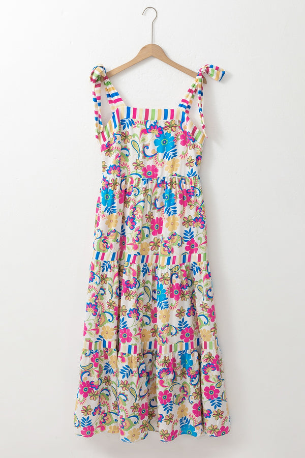 Tied Floral Sleeveless Maxi Dress