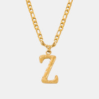 Initial Name Necklace Real 18K Gold over Titanium Steel Letter Pendant Waterproof Jewelry KESLEY