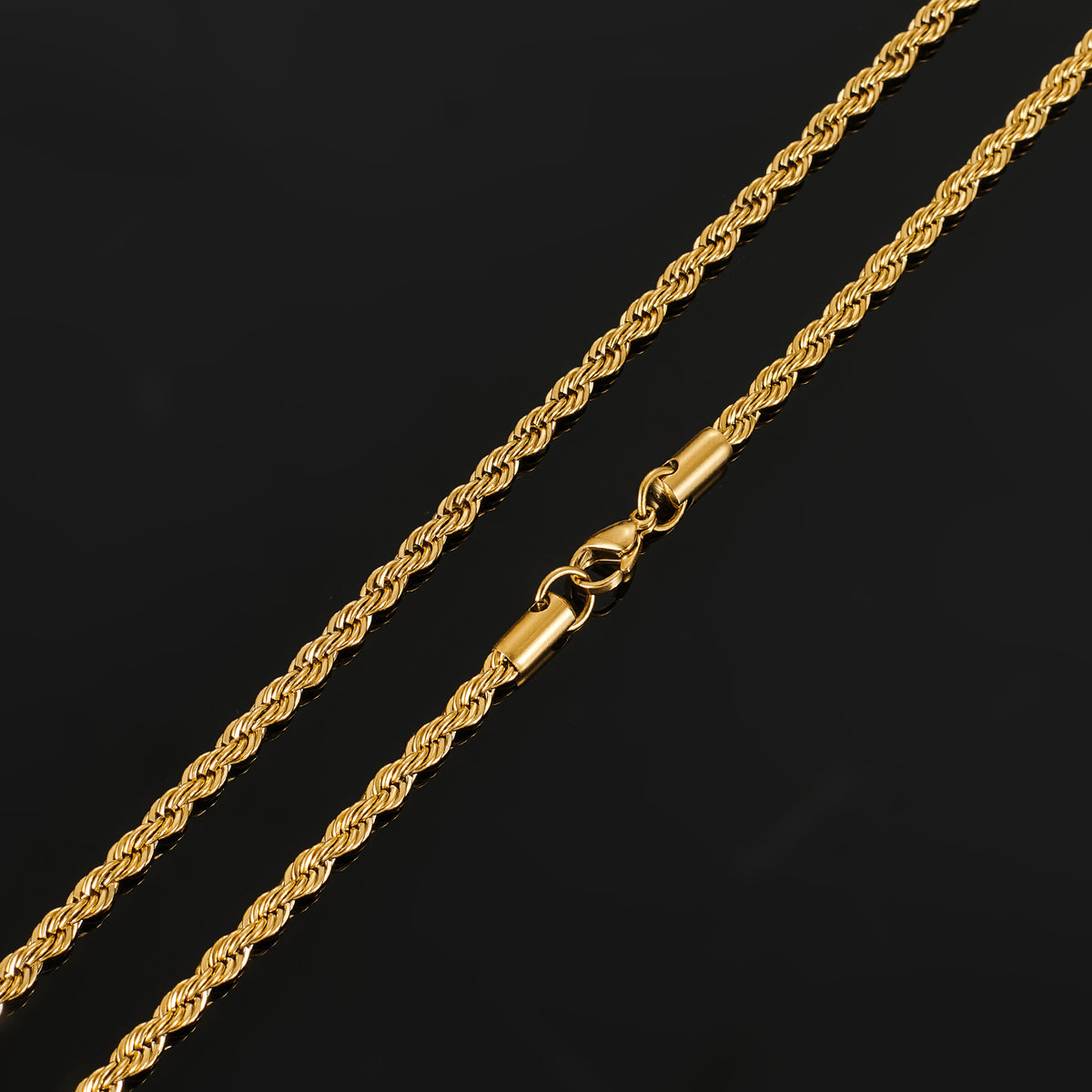 Rope Chain 18K Gold Plated Waterproof Jewelry Necklace Stainless Steel Never Fade