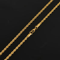 Rope Chain 18K Gold Plated Waterproof Jewelry Necklace Stainless Steel Never Fade