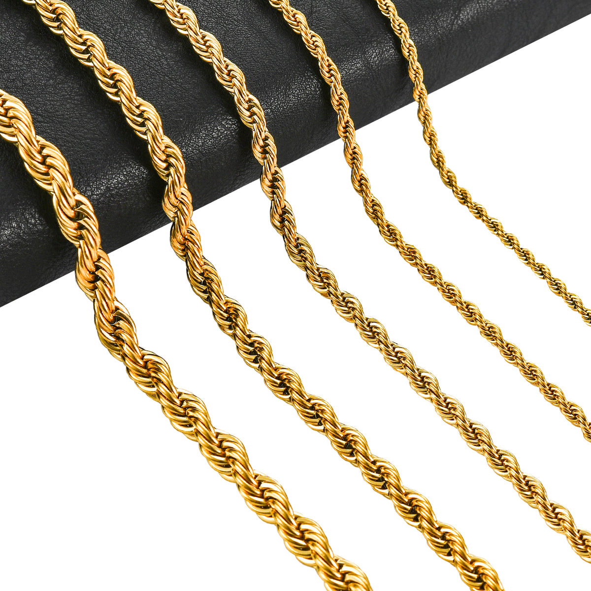 Rope Chain 18K Gold Plated Waterproof Jewelry Necklace Stainless Steel Never Fade