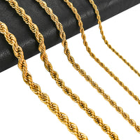 Rope Chain 18K Gold Plated Waterproof Jewelry Necklace Stainless Steel Never Fade
