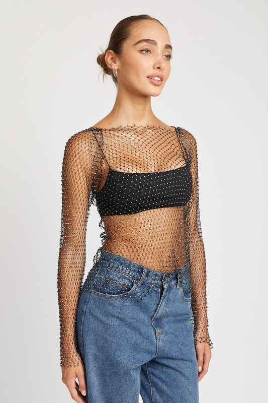 Fishnet Sheer See Through Shirt New Women's Fashion Sexy Lace Top